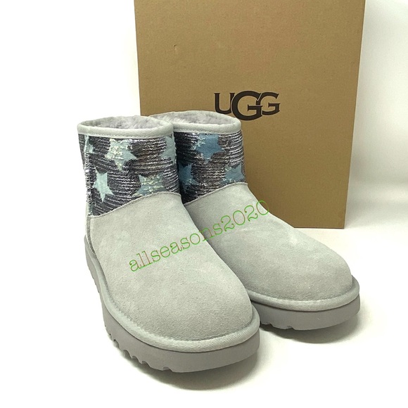 UGG Mini Sequin Star Women’s Boots Suede Grey - Picture 2 of 11